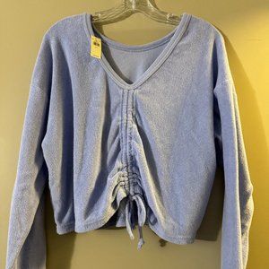 Lavender Terrycloth Cropped Sweater